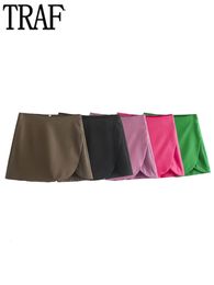TRAF 5 Color Skirt Shorts Women High Waist Shorts for Women Asymmetric Shorts Skort Woman Streetwear Casual Bermuda Shorts Woman 240319
