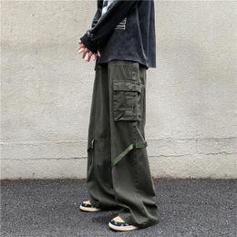 Men's Pants 2024 Workwear South Korea Fashion Jogging Loose Hip Hop Army Green Casual Multi Pockets