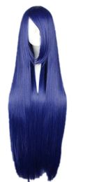 Wigs FeiShow Dark Blue Straight Wig Brown Hair Long Cosplay Wig Heat Resistant Synthetic Cartoon Roles Costume Party Erect Hair
