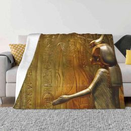 Blankets Golden Goddess Serket Creative Design Comfortable Warm Flannel Blanket Tutankhamen Tutankhaten Tutankhamon Tutankhamun