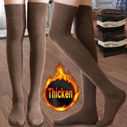 Women Socks Womens Winter Warm Long Tube Thick High Over Knee Knee-length Hosiery Terry Solid Color Thicken Calf Stocking