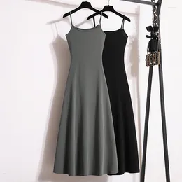 Casual Dresses Cotton Long Sling For Women Spring Summer Female O Neck Sleeveless Black Grey Large Size 4XL A Line Base Sexy Vestidos