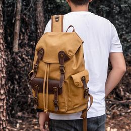 Backpack Vintage Oil Waxed Canvas Bag Waterproof Large Capacity Computer Outdoor Leisure Hiking