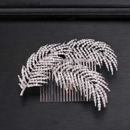 Tiaras Trendy Rhinestone Crystal Bridal Hair Combs Wedding Hair Accessories Headpiece Hair ornaments Bride Women Hair Jewellery Y240319