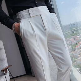 Men's Suits Male Men Trousers Suit Pants Spring Summer British Style Polyester S-4XL Slight Stretch Slim Straight Business