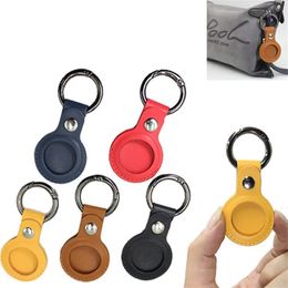 Colorful Leather Keychain Party Favor Anti-lost Airtag Protector Bag All-inclusive keychain locator Individually Packaged Small Gift JJ 3.19