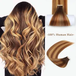 Extensions Tape in Hair Extensions 100% Human Hair Straight Seamless Skin Weft Double Sided Tape Ends High Quality 20PCS/PACK For Salon