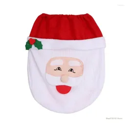 Pillow QX2E Santa Toilet For Seat Cover Set Bathroom Christmas Decorations Accessories