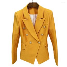 Women's Suits Modern Blazers 2024 In Jackets Ladies Gold Lion's Head Button Elegant Blazer Bright Orange Slim-fit Suit