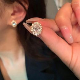 Stud Earrings 2024 Silver Colour Jewellery Women Fashion Cute Tiny Clear Crystal Cz Gift For Girls Teens Lady Valentine's Day