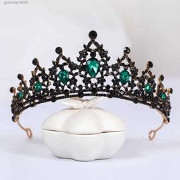 Tiaras New Style Molan Rhinestone Crown Fashion Handmade Exquisite Gemstone Princess Headdress Party Jewellery Bridal Hair Accessories Y240319