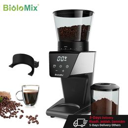 BioloMix Automatic Burr Mill Electric Coffee Grinder with 30 Gears for Espresso American Coffee Pour Over Visual Bean Storage 240313