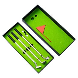 Aids Golf Pen Set Mini Desktop Golf Ball Pen Gift Includes Putting Green 3 Clubs Pen Balls and Flag Desk Games Golf Accessories