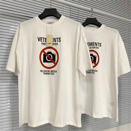 2024 New Men's T-Shirts Vetements Printed Short Sleeve Summer New Hip Hop Crew Neck No Photography Letter T-shirt Men's Fashion tee tops