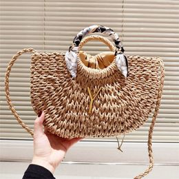 Woman Semi-Circle Straw Beach Bags designer bag handbag crochet crossbody shoulder bags luxury lady totes fashion 3 Size TOP