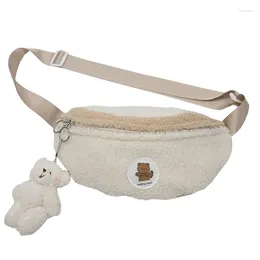 Totes Bolsa Feminina Crossbody Bag Chest Original Fashion Bear Embroidery Shoulder Female Imitation Lamb Velvet Luxury Handbag