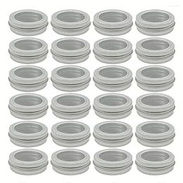 Storage Bottles 50Pcs 2 Ounce Aluminium Tin Jar 60ml 100ml Refillable Container Clear Top Screw Lid Round Bottle For Cosmetic Lip Cream