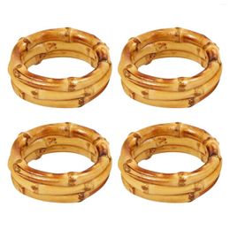 Dinnerware Sets Wood Bamboo Napkin Rings Set Of 4 Handmade Rattan Holder Table Decorations For Wedding