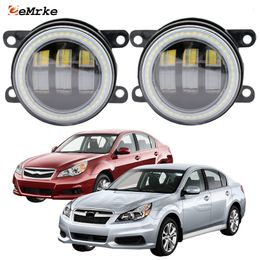 EEMRKE Led DRL Fog Lights Assembly 30W/ 40W with Clear Lens for Subaru Legacy BM9 2010 2011 2012 2013 2014 LED Angel Eyes Car Daytime Running Light 12V Fog Lamp