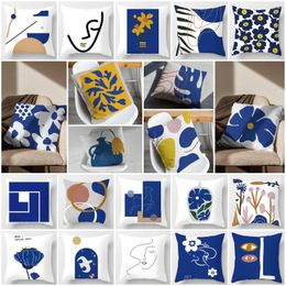 Pillow Nordic Abstract Geometry Blue Covers Simple 47 Patterns Modern Art Decorative Pillows Case For Sofa Couch Home Decor