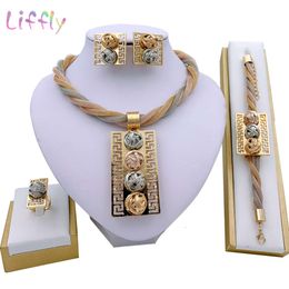 Fashion Indian Sets African Jewelry Set Tassel Bridal Wedding Party Elegant Women Necklace Bracelet Earrings Ring