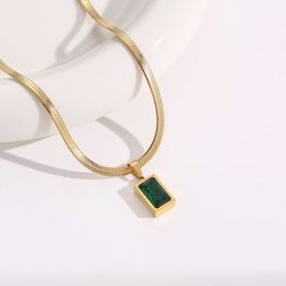 New Green Diamond Titanium Steel Necklace for Women's Summer Collarbone Chain