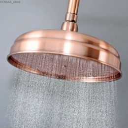 Bathroom Shower Heads Antique Red Copper Round 8 Inch High Pressure Rainfall Shower Head 360Rotation Adjustable Waterfall Rain Shower Head Y240319