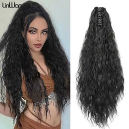 Synthetic Wigs Syntheitc Long Wavy Curly Claw Ponytail Clip On Ponytail Hair For Women Pony Tail Hairpiece Curly Style LINWAN 240328 240327