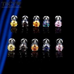 Stud TBCYD 0.3-2CT Multicolor Moissanite Screwback Earrings For Women S925 Silver Classic Four Cl Ear Studs Luxury Wedding JewelryC24319