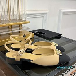 Scarpe abiti da donna classiche sandali quadrati sandali a basso tallone a basso tacco piatto sandali