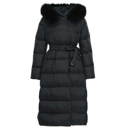 Windproof Warm Soft Slim Style Feather Down Puffer Coat Hoodie Luxury Real Fur Collar Custom Winter Women Long