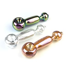 5.3 Inch Hand Glass Pipe with Golden Silver Metallic Colour Thick Pyrex Colourful Funny Fashionable Smoking Pipes Glass