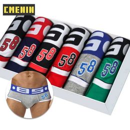 Underpants 6Pcs/Lot Sexy Lingerie Men Underwear Briefs Cotton Soft Mens Underpants Cueca Male Panties Breathable Slip Briefs Underwear Man 24319