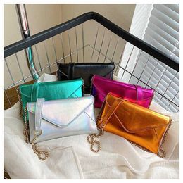 Top Shoulder Bags Trendy Bright Designer Handbags Party Handheld Tote Bag Chain Strap Single Crossbody Simple And Fashionable Small Square Internet 240311
