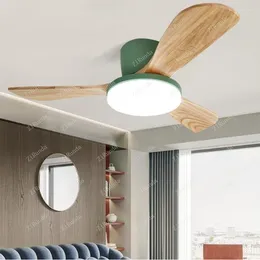 Wood Ceiling Fans With Light 42 52 Inch DC 35W Led Remote Control Living Bedroom Fan Lights 220V 110V