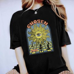 Kadın Tişörtleri Basit Moda O Yellow Siyah Tişört Çok yönlü 90'lar Yaz Kısa Kollu Basılı Desen T-Shirt.