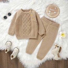 Clothing Sets Autumn Baby Clothes Sets Knit Newborn Girl Boy Sweater +Pants Fashion Solid Infant Kid Long Sleeve Pullover +Trousers 0-18M WarmC24319