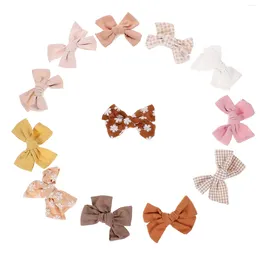 Bandanas 12 Pcs Colorful Hair Clips Pin Little Girl Bows Accessories Manual Girls Cloth Decorations For Kids Child