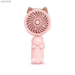 Electric Fans Portable Hand Held Fan with Cat Ears - Mini Fan with USB Rechargeable Battery Foldable Small Fan (Pink)C24319