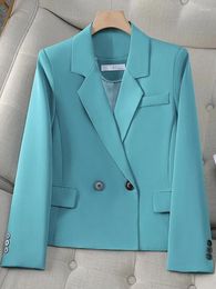 Women's Suits Elegant Black White Blue Ladies Short Blazer Women Female Long Sleeve Formal Jacket Coat For Spring Autumn Blazers S-4XL