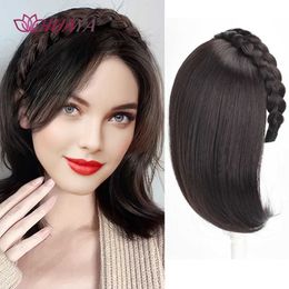 Synthetic Wigs Bangs Synthetic Hair Pieces Headband Wig Heat Resistant Clip In One Piece Hair For Women Topper Hair with braids Accessories 240328 240327