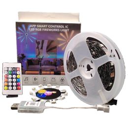 Luzes LED de fogos de artifício inteligentes, ICRGB Dream Color para quarto, luzes de tira LED com controle remoto de aplicativo, luz de sincronização de som de música com mudança de cor para quarto, Natal.