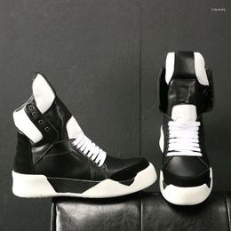 Boots Designer High Top Mens Genuine Leather Sneakers Lace Up Thick Platform Shoes Flats Winter Black White Hip Hop Casual Ankle