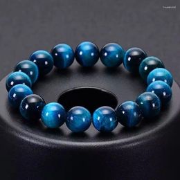 Strand 6/8/10/12mm Natural Blue Tiger Eye Bracelet Stress Relief Elastic Yoga Agate Beads Bangle For Men Women Jewellery Gifts