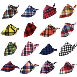 Dog Apparel 50/100pcs Bulk Bandanas Cotton Plaid Pet Cat Dogs Scarves Collar Washable Bibs Neckerchief Accessories