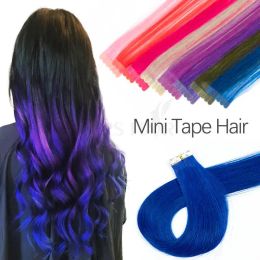 Extensions Tape In Hair Extensions Human Hair Coloured Hair Exetnsions Mini Tape Ins For Highlights/Add Volume Doublesided Adhesive 2g/pc