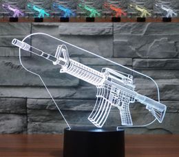 Gun 3D LED Optical Illusion Sensor Lamp with Smart Touch USB Cable 7 Colours Change Atmosphere Night Light for Christmas Thanksgi3746160