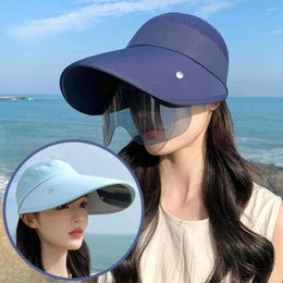 Wide Brim Hats UV Protection Sports Sun Adjustable With Glasses Empty Top Hat Solid Summer