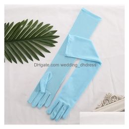 Bridal Gloves Satin Pink Glove Long Length Women Dance Party Wedding Finger Guantes Drop Delivery Events Accessories Dh9Ee