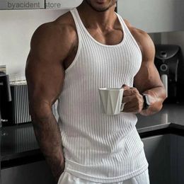 Men's Tank Tops Korean Tops 2023 New Men Fashion Knitting Elastic Vest the Male Sex Solid Colour Summer Tank Tops L240319